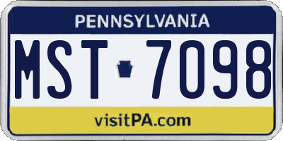PA license plate MST7098
