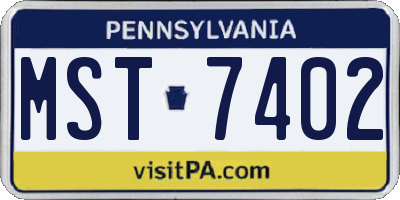 PA license plate MST7402
