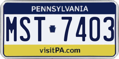 PA license plate MST7403