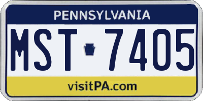 PA license plate MST7405