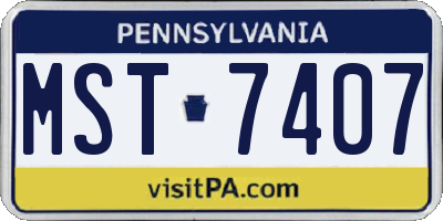 PA license plate MST7407