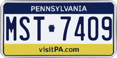 PA license plate MST7409