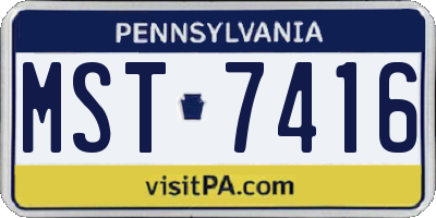 PA license plate MST7416