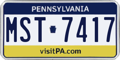 PA license plate MST7417