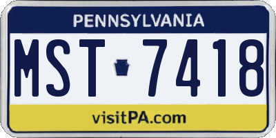 PA license plate MST7418