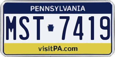 PA license plate MST7419