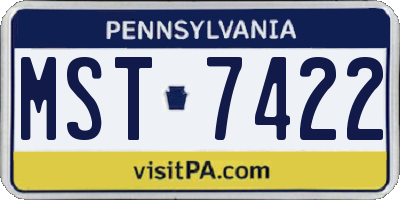 PA license plate MST7422