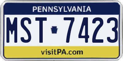 PA license plate MST7423
