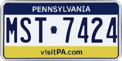 PA license plate MST7424