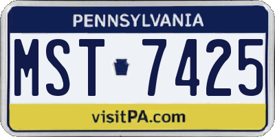 PA license plate MST7425