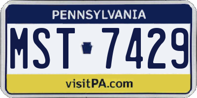 PA license plate MST7429
