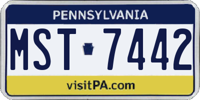 PA license plate MST7442