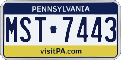 PA license plate MST7443