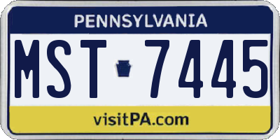 PA license plate MST7445