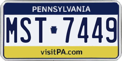 PA license plate MST7449