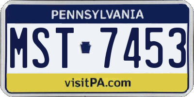 PA license plate MST7453