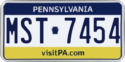PA license plate MST7454
