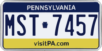 PA license plate MST7457
