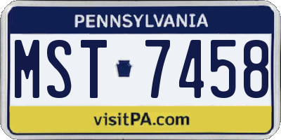 PA license plate MST7458