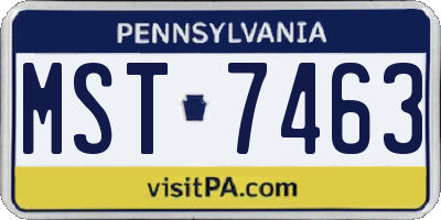 PA license plate MST7463
