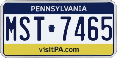PA license plate MST7465