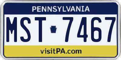 PA license plate MST7467