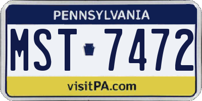 PA license plate MST7472
