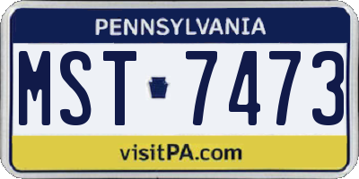PA license plate MST7473