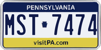 PA license plate MST7474