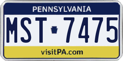PA license plate MST7475