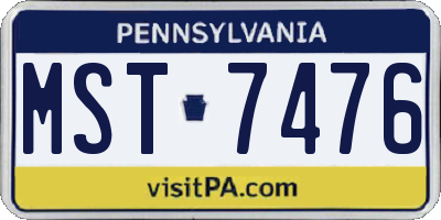 PA license plate MST7476