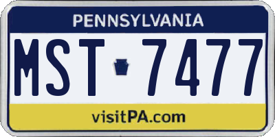 PA license plate MST7477