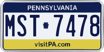 PA license plate MST7478