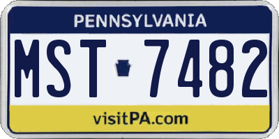 PA license plate MST7482