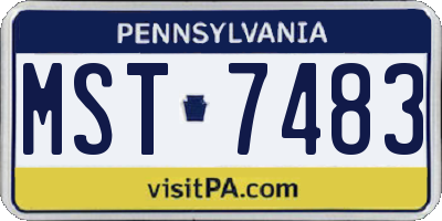 PA license plate MST7483