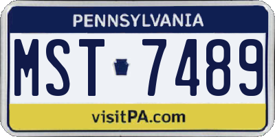 PA license plate MST7489