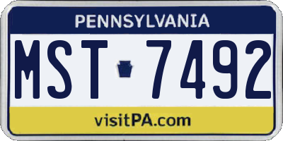 PA license plate MST7492