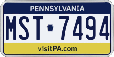 PA license plate MST7494