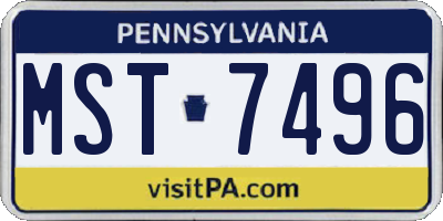 PA license plate MST7496
