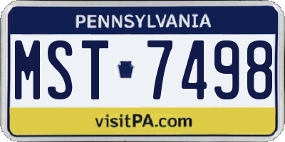 PA license plate MST7498