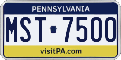 PA license plate MST7500