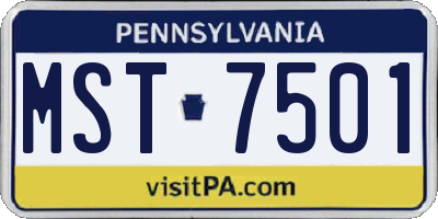PA license plate MST7501