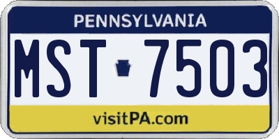 PA license plate MST7503