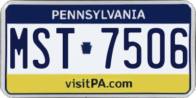 PA license plate MST7506