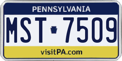 PA license plate MST7509