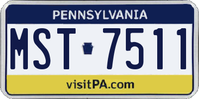PA license plate MST7511