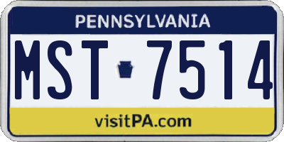 PA license plate MST7514