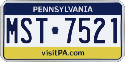 PA license plate MST7521