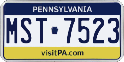 PA license plate MST7523
