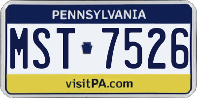 PA license plate MST7526